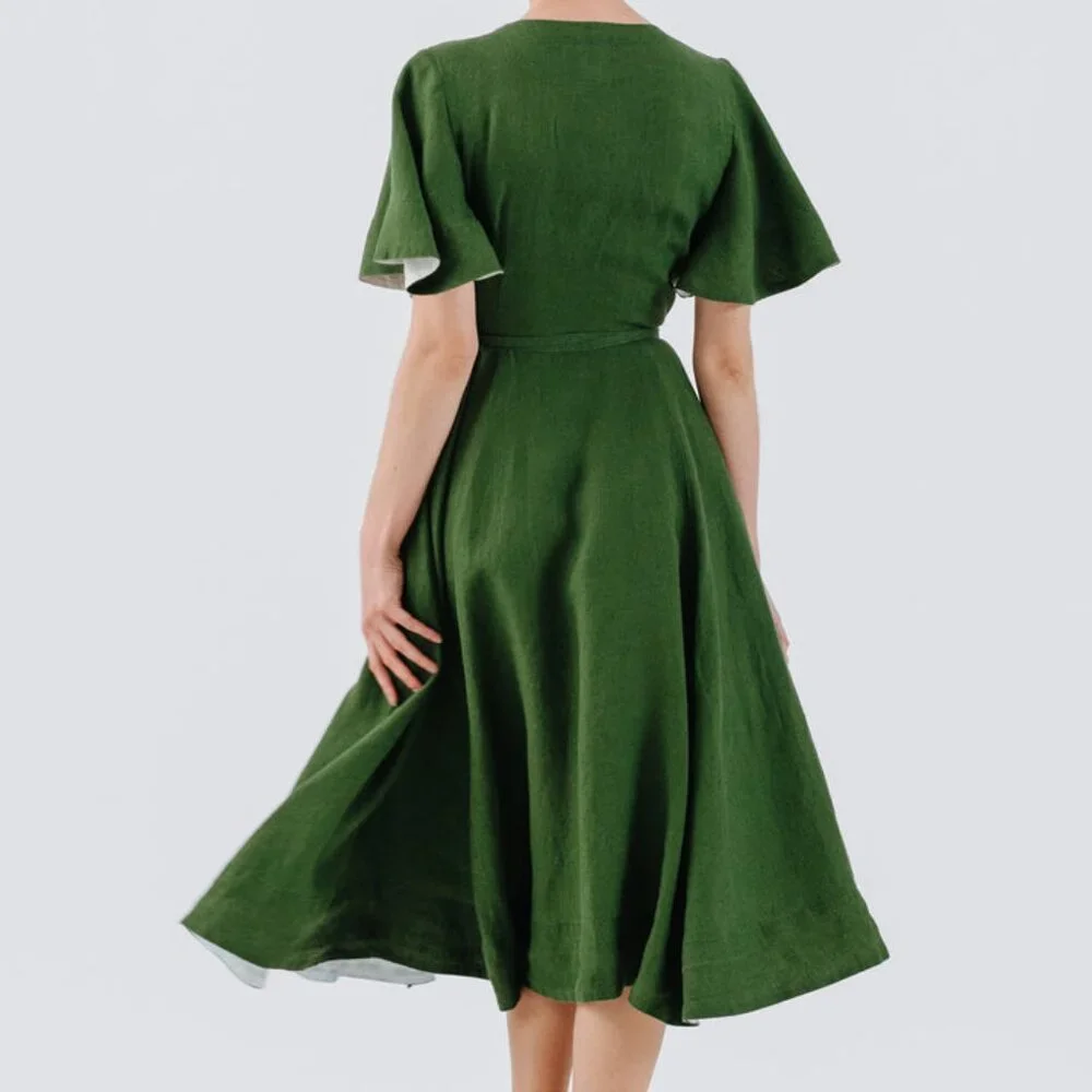 Son de Flor linen wrap dress - Picture 2 of 4